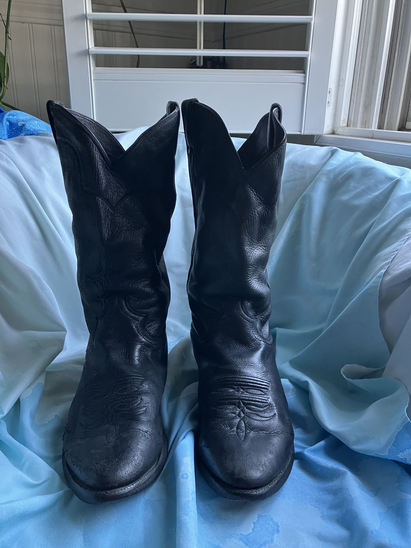 Justin Leather Cowboy Boots Vintage