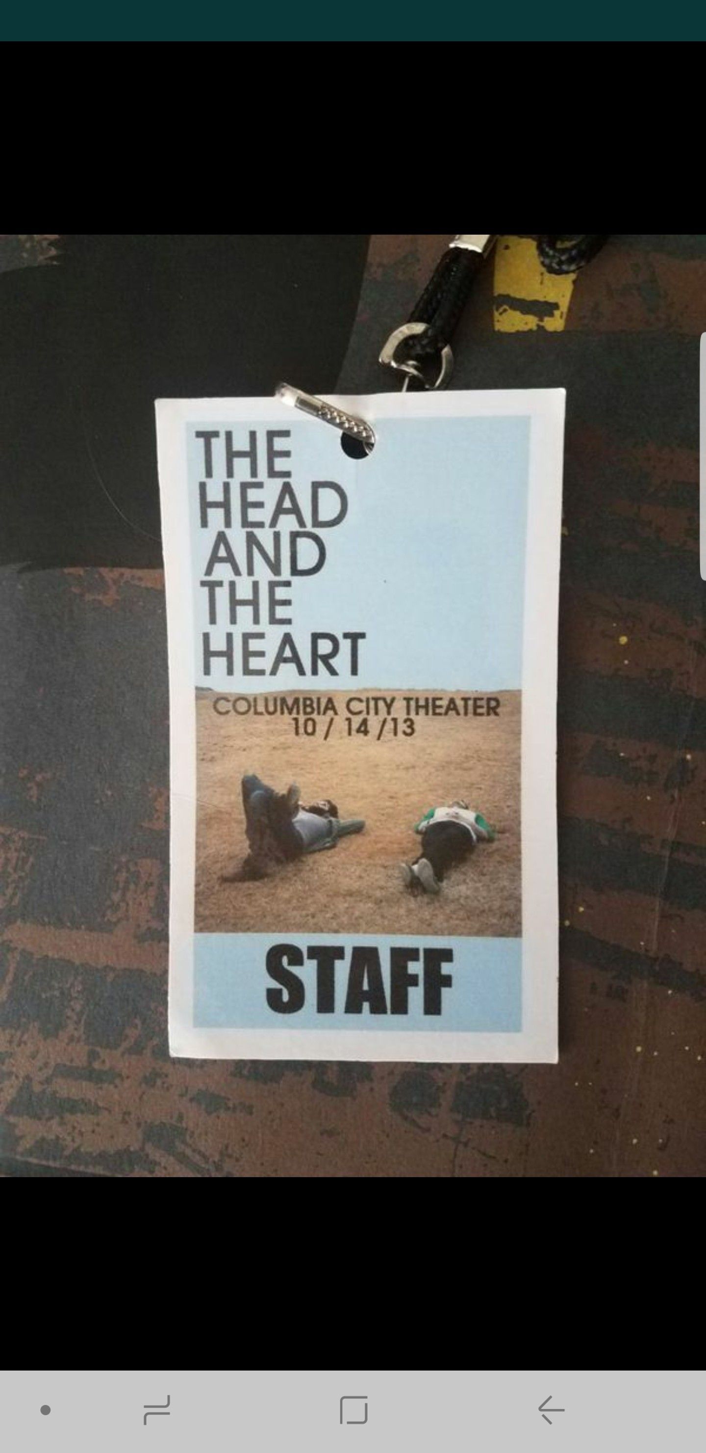 Very Early 'The Head and The Heart' Staff Pass
