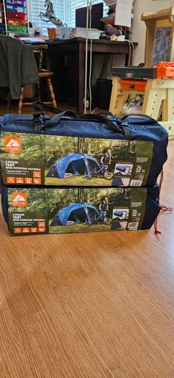 NEW Ozark  Trail 2 Person TENT With Oversized Vestibule.
86.6 in W x 141.7 in D x 65 in H (219.9 cm x 359.9 cm x 165.1 cm).