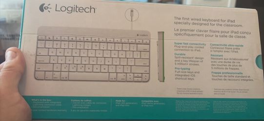 Compatible keyboard is for iPad 4th generation and iPad mini. Has Lightning connector for wired connection. Spill-resistant design with full-size keys