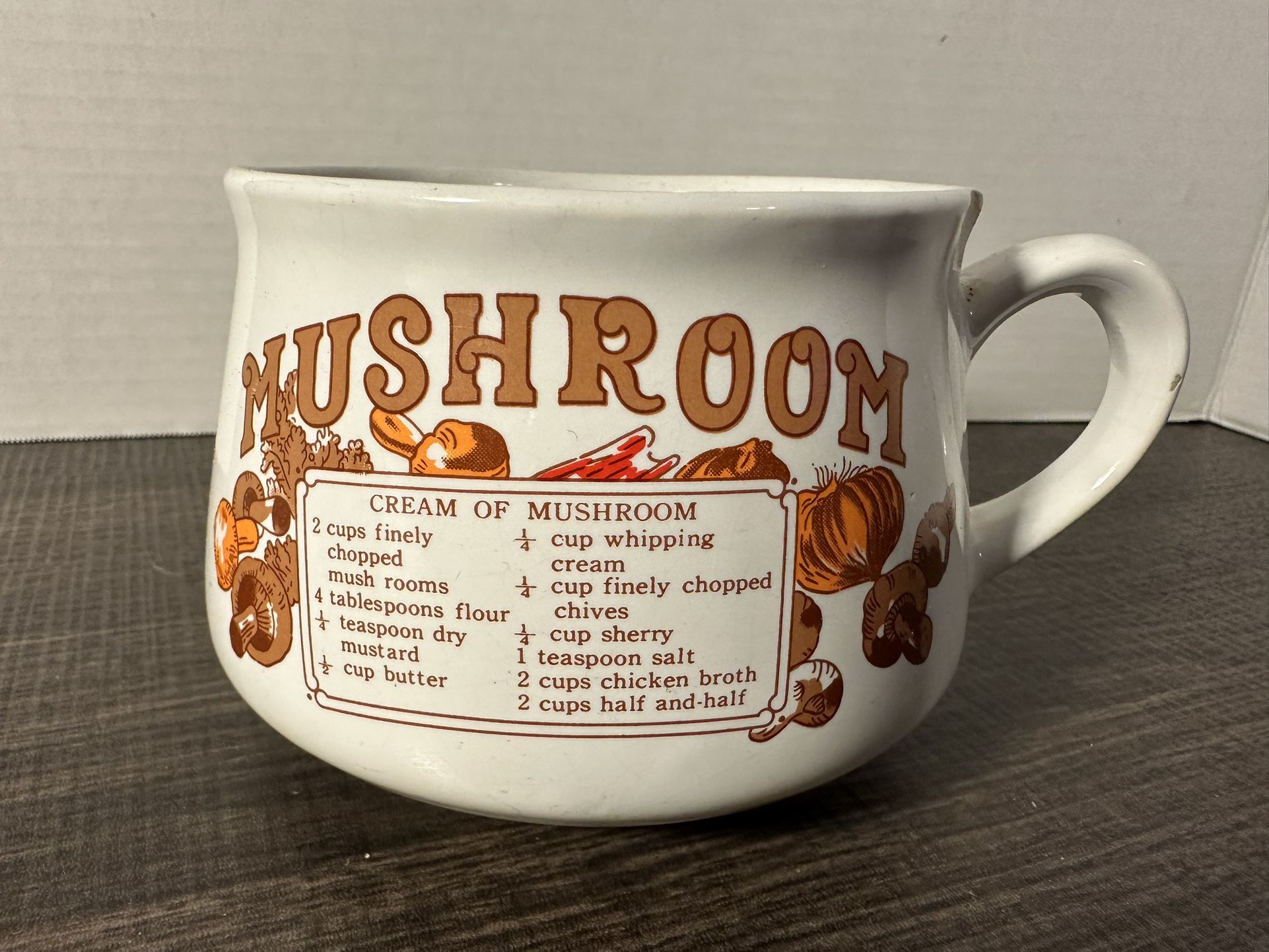 1970s Style Vintage Cream of Mushroom Soup Recipe Cup Mug Bowl