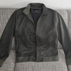 VHTF Dusty Green BANANA REPUBLIC Suede Style Size Medium Button Down Jacket