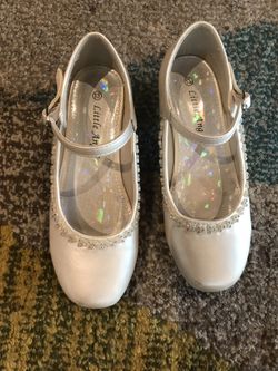 Little Angel Creme Dress Shoes with rhinestones