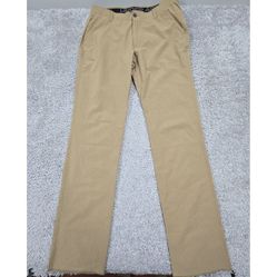 Under Armour Pants Men 36 Brown Loose Heat Gear Lightweight Unhemmed Office Golf 