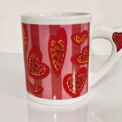 Valentine’s Mug Seasons 12” Hearts Pink And Red. Red Heart on the handle. Brand Mugs (HK) LTD. Comes from a smoke free environment.  
