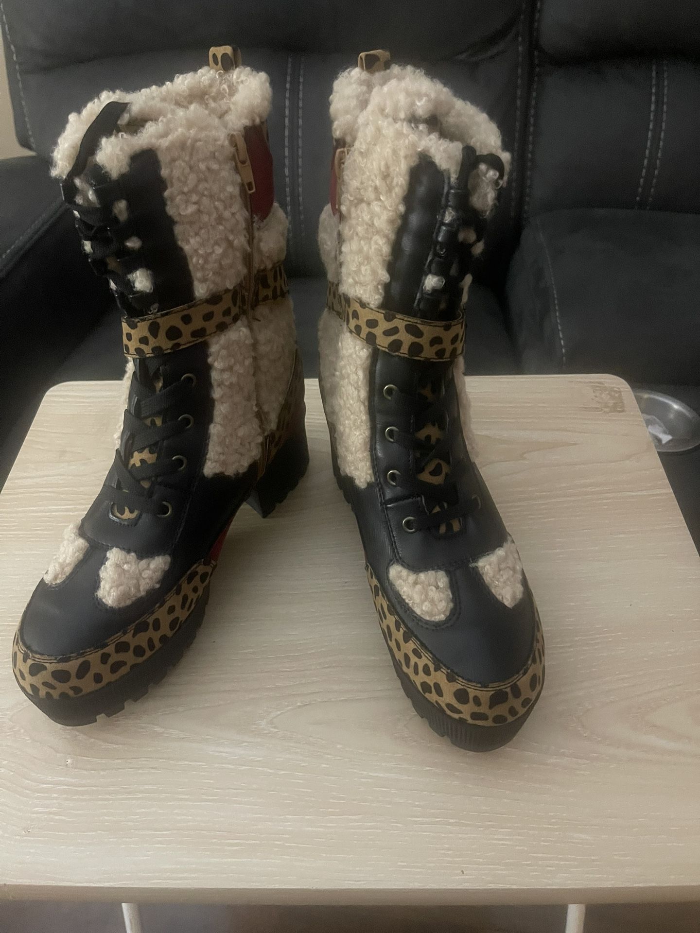 Bamboo Cheetah Low Ankle Boots Women
