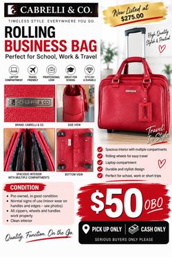 Cabrelli and Company, rolling laptop Business bag-$50