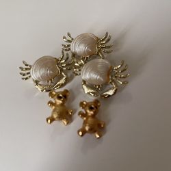 Scatter Pins 2 Monet Bears 3 Unsigned Crabs Shell Body