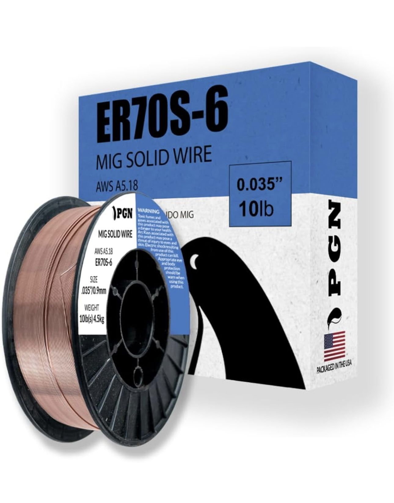 Alambre de soldadura MIG sólido ER70S-6 de 0.035 pulgadas, carrete de 10 libras, alambre MIG de acero suave con salpicaduras bajas y altos niveles de 