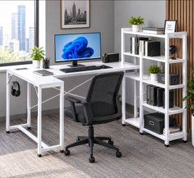 L Shape Computer Desk - White