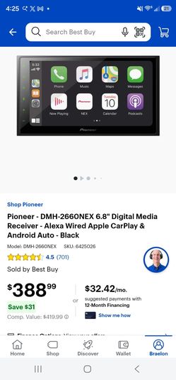 Pioneer - DMH-2660NEX 6.8" Digital Media Receiver - Alexa Wired Apple CarPlay & Android Auto - Black

Model: DMH-2660NEX

SKU: (contact info removed)
