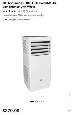 GE Appliances 6000 BTU Portable Air Conditioner Unit White