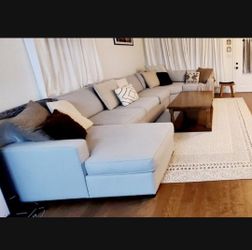 Large 5 Seater Light Grey Sectional Sofa