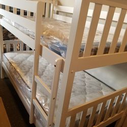 Twin Twin Mission Bunk Bed Frame White Or Cherry