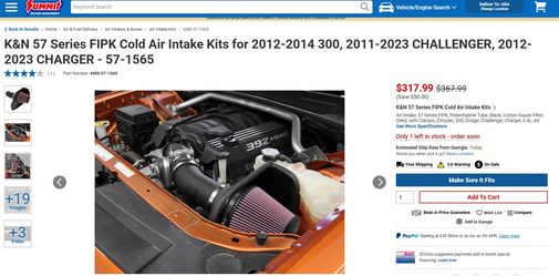 2023 Dodge Challenger V8 K&N Cold Air Intake