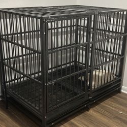 XXL Steel dog crate on wheels