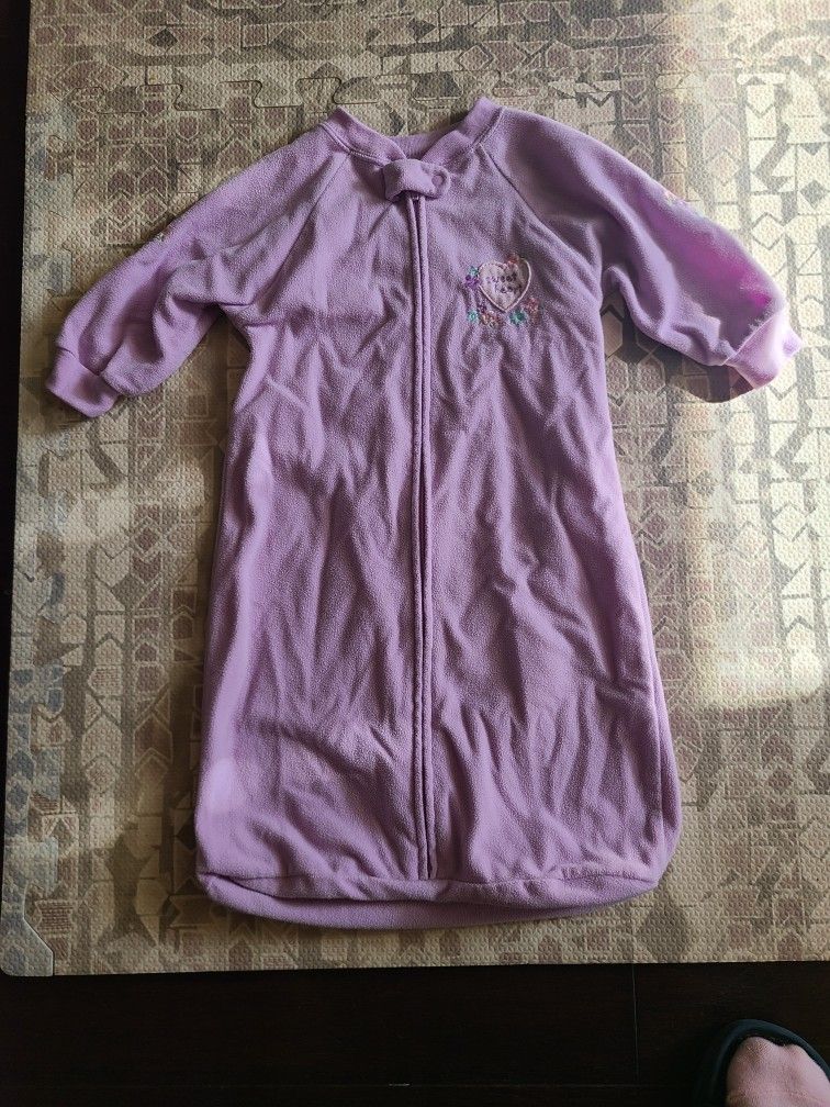 Child of Mine Carters Purple Fleece Embroidered Zip Up Sleep Sack Size 0-9m