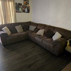 Brown sectional couch