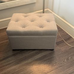 Grey Fabric Tufted Storage Ottoman