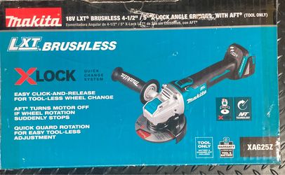 Makita 18V LXT Brushless 4-1/2” / 5” X-Lock Angle Grinder, with AFT (Tool Only)