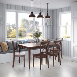 Simplicity Caramel Rect. Dining Table w/ 4 X-Back Chairs