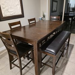 Counter Height Dining Table With Bench