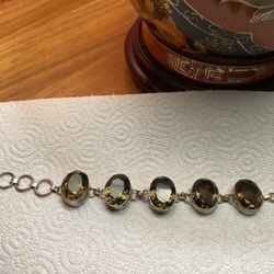 Jewelry  Sterling Silver   Bracelet Green , Crystal, And Colores Each 