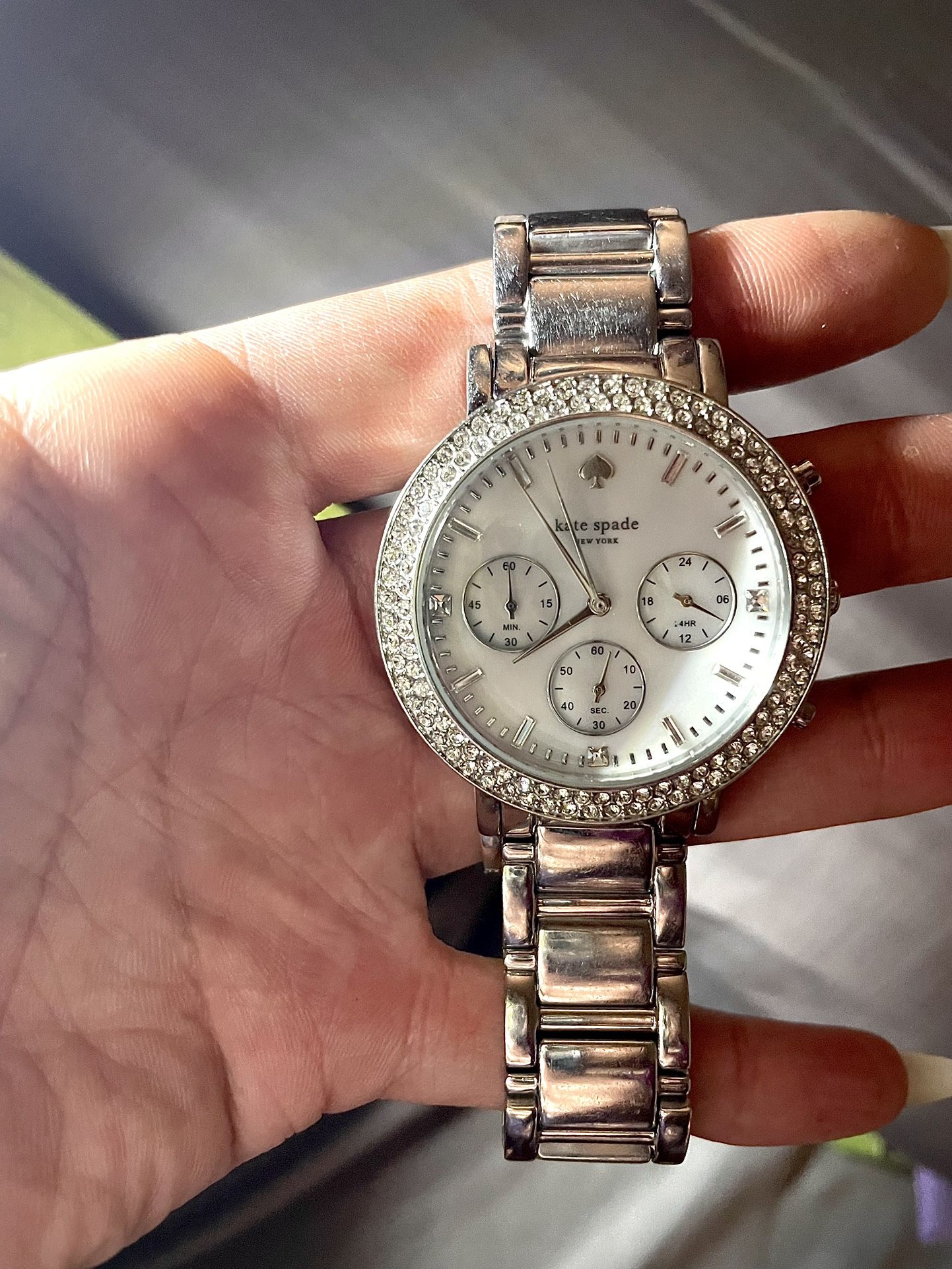 KATE SPADE USED SILVER DIAMOND WOMENS WATCH Jewelry Accessories
