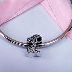 SNOOPY CRYSTALS STERLING SILVER CHARM PANDORA COMPATIBLE 