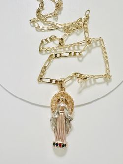 Necklace Virgin  Gold Plated 26 Inches