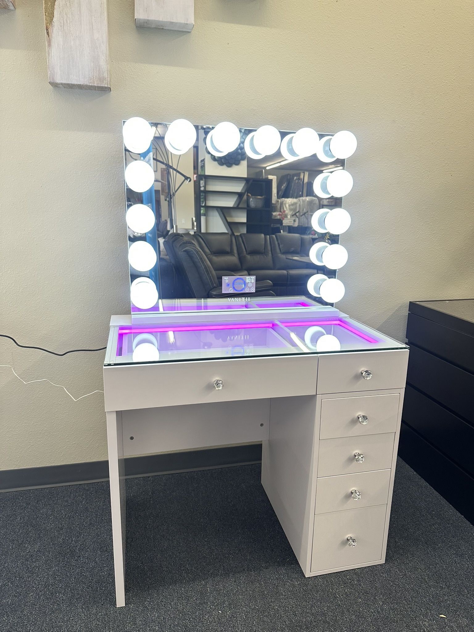 Vanity Set - Bluetooth Hollywood Mirror & LED Table ( Changeable Light Color )