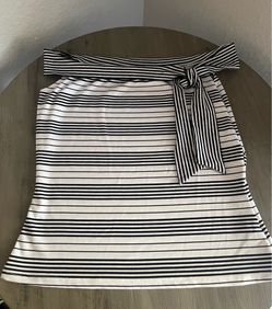 Vintage Semi-Sweet Black and White Striped Off-The-Shoulder Top Sz L