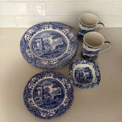 Spode Blue Plates and Mugs