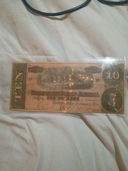 Confederate States of American 10$ note Feb 17 1864 (Hand Signed) Genuine Note