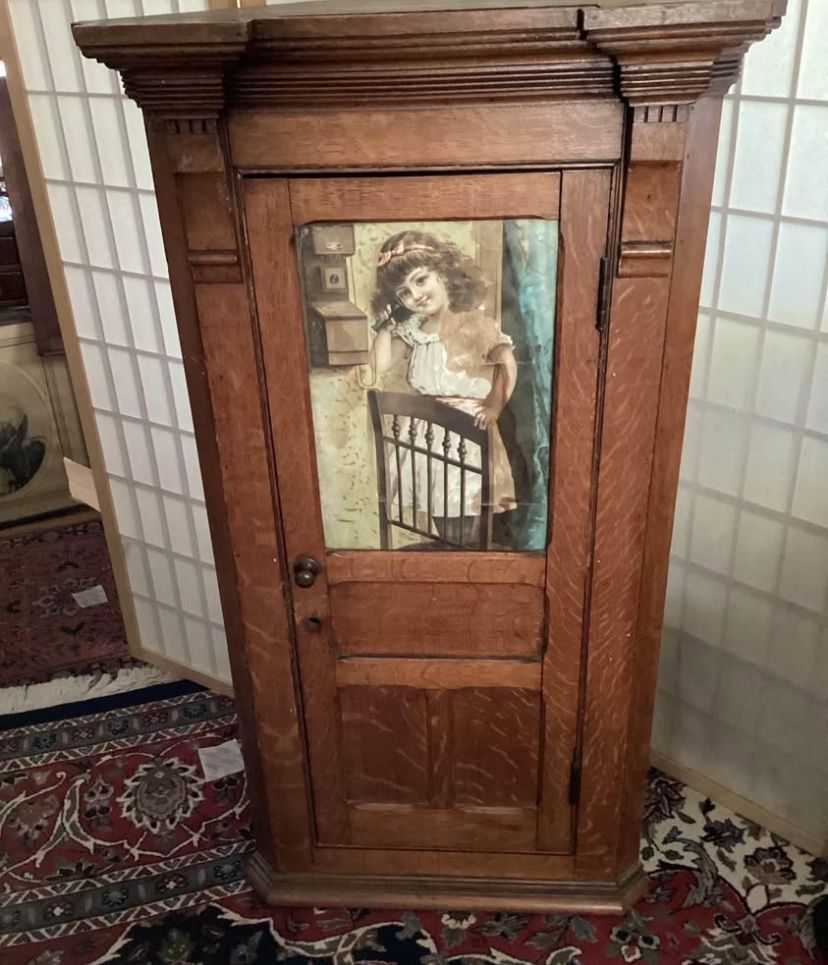 Antique Diminutive Oak Corner Cabinet