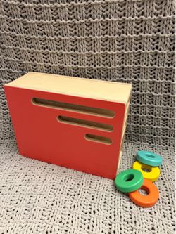Lovevery count and slide ring chute wooden baby toy