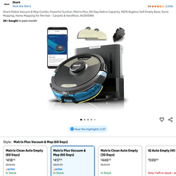 Shark Robot Vacuum & Mop Combo, Matrix Plus