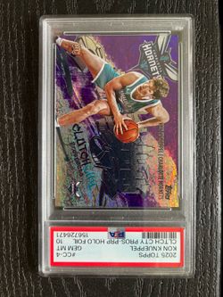 2025 TOPPS CLUTCH CITY PROSPECTS PURPLE HOLO FOIL #CC-4 KON KNUEPPEL 152/250 PSA 10