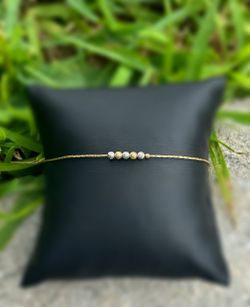 Jewelry 14k Solid two tone yellow Gold round ball twisted rope Bracelet 7.25” 2.00mm