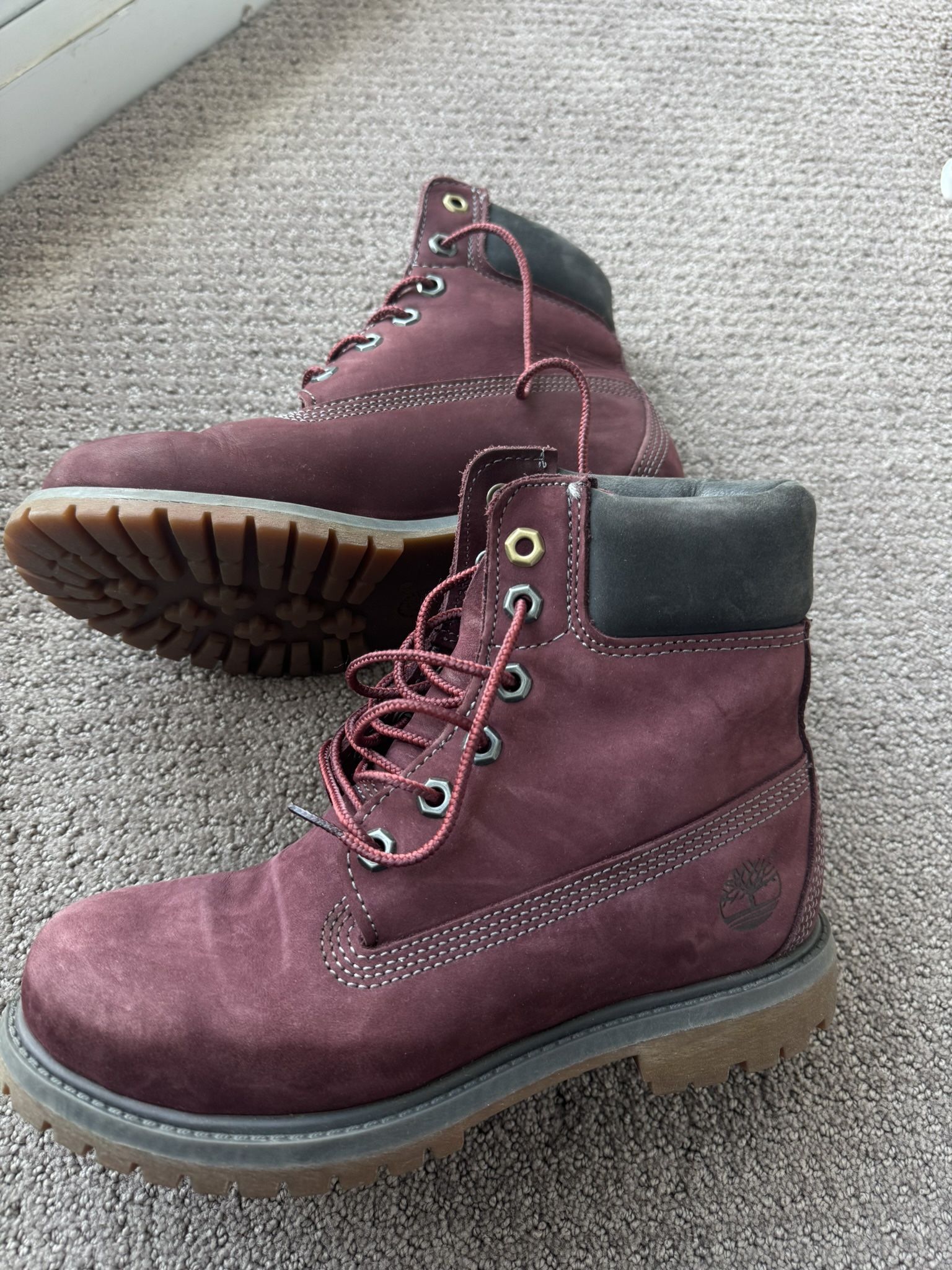 TIMBERLAND NUBUCK LACE-UP BOOTS MAROON