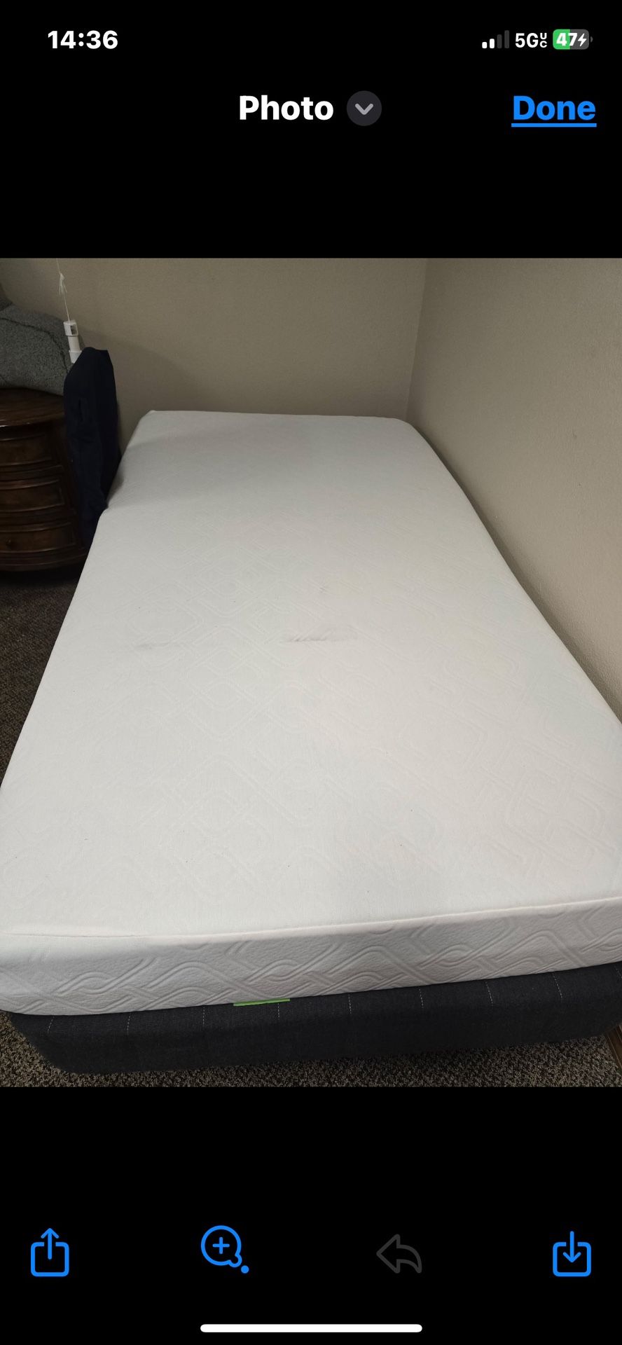 Twin foam bed with frame