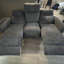 FREE COUCH- Blue Gray Recliner with USB ports
