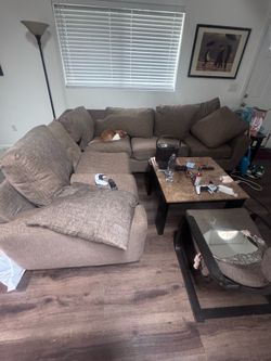Brown sectional couch