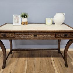 Rattan 3 Drawer Isla Desk