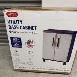 Keter Utility cabinets 27-in W x 38.58-in H x 14.75-in D Freestanding Plastic Garage Cabinet in Gray