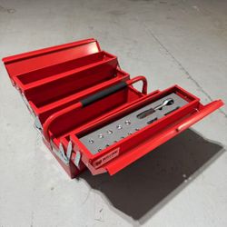 New In Box Bulldog Expandable Folding Storage Tool Box With 14 Pcs Dive Socket Wrench Set Included 