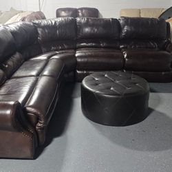100% Leather Sectional With Ottoman 