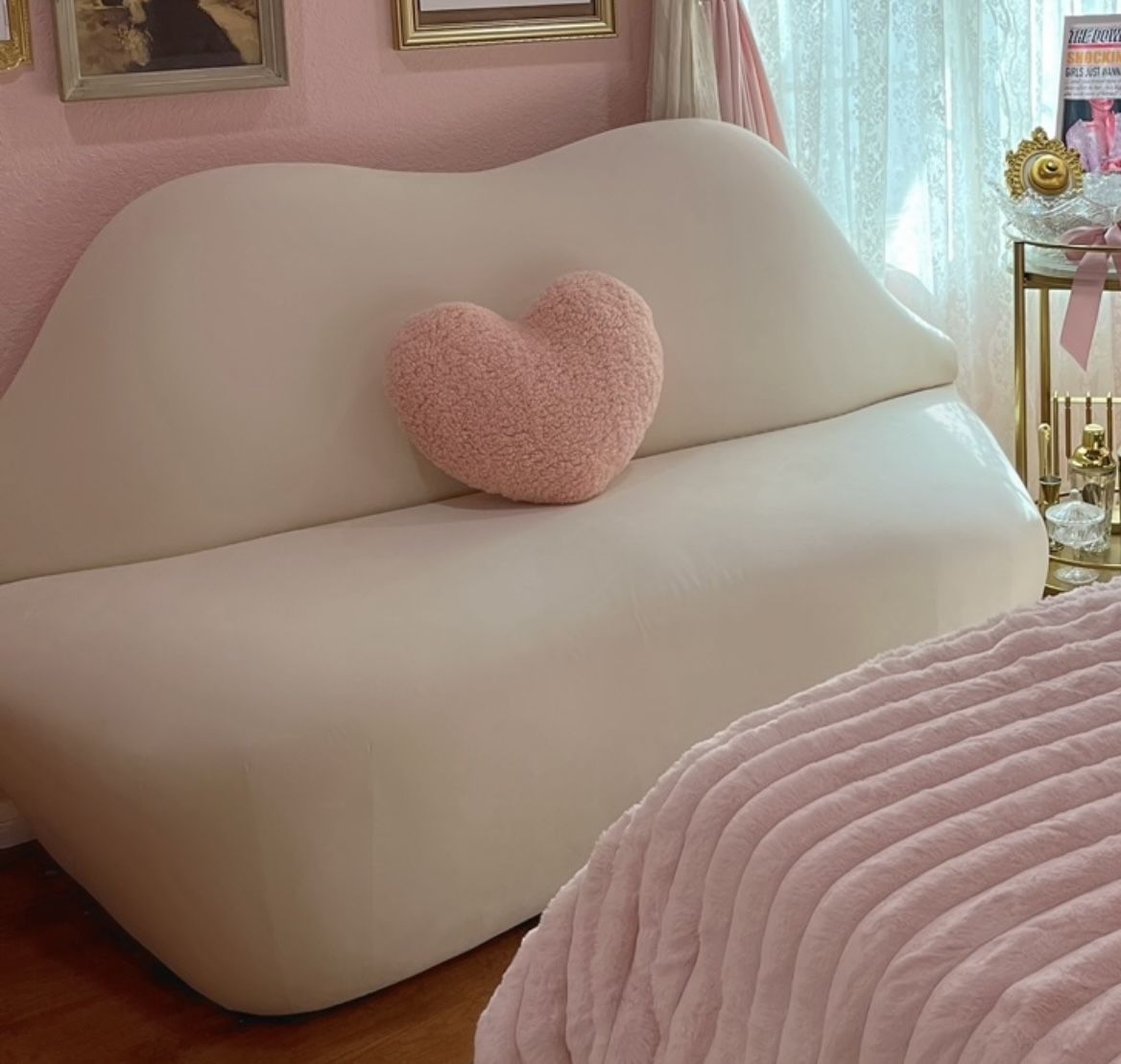 TOV Furniture - Lips 68” Velvet Settee - Cream