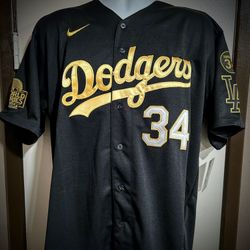 Los Ángeles Dodgers #34 Fernando Valenzuela WS Champion Baseball Jersey - S.2X