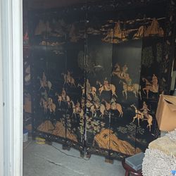 Vintage 6 Panel Maitlan Smith LTD Handpainted Room Divider